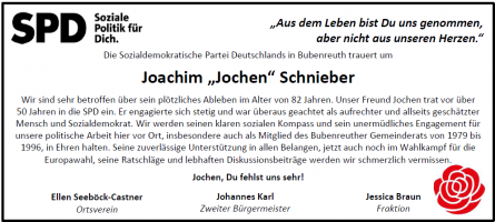 Traueranzeige Jochen Schnieber