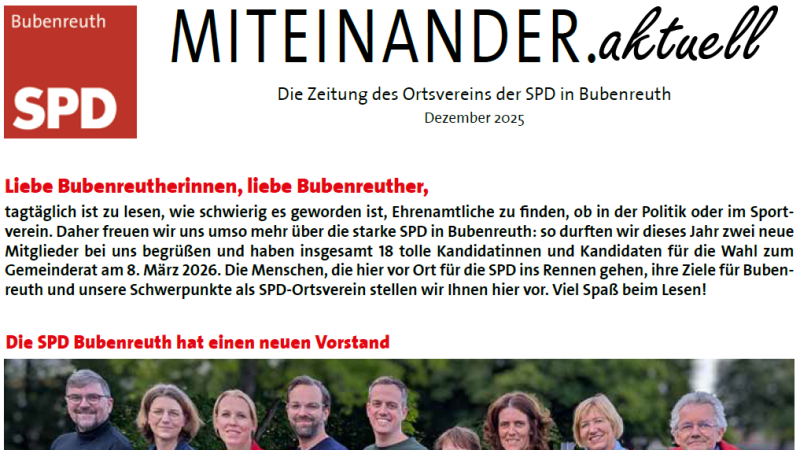 MITEINANDER.aktuell - Die Zeitung der SPD für Bubenreuth